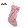 Soft Furnishing Winter Decor Velvet Christmas Stockings with Decorative Bow, Large Xmas Hanging Festive Holiday Party Supplies Socks for Fireplace,