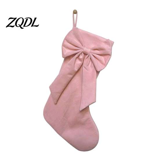 Soft Furnishing Winter Decor Velvet Christmas Stockings with Decorative Bow, Large Xmas Hanging Festive Holiday Party Supplies Socks for Fireplace,