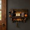 Wooden Halloween Yard Sign Key Holder, Lady Ghost Holder with 4 Hooks, Wall Spooky Ornament Mounted Rack Organizer for Entryway Hallway Home
