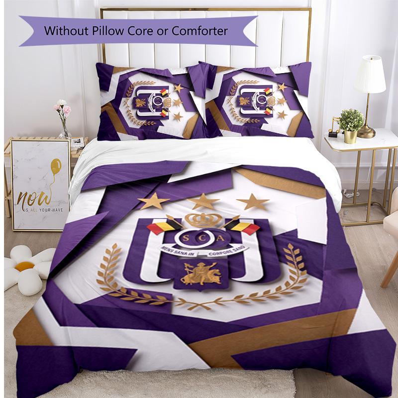 Anderlecht FC Printed 3PCS Bedding Set Breathable Duvet Cover with Pillowcases Decorative Bed Linen for Bedroom Home