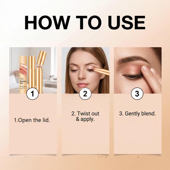 3.5G Eyeshadow Stick for Women, 3 Color Gradient Glitter Eye Shadow Stick, Long Lasting Waterproof Eye Shadow Pen, Eye Make Up Tools