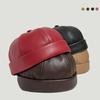 Solid Color Brimless Hat PU Leather Docker Cap Casual Landlord Hat Unisex