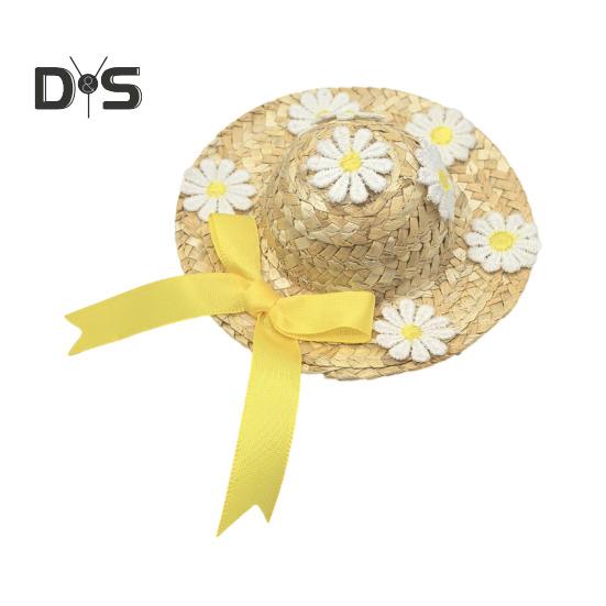 Мини-соломенные шляпы Миниатюрная соломенная шляпа ручной работы Вязаная ковбойская шляпа Кукольный домик Аксессуары для кукол Поделки Крыльцо Гусь