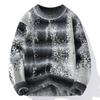 New Thickened Semi-turtleneck Knitted Sweater Striped Trendy Men's Gradual Change of Color Warm Sweater