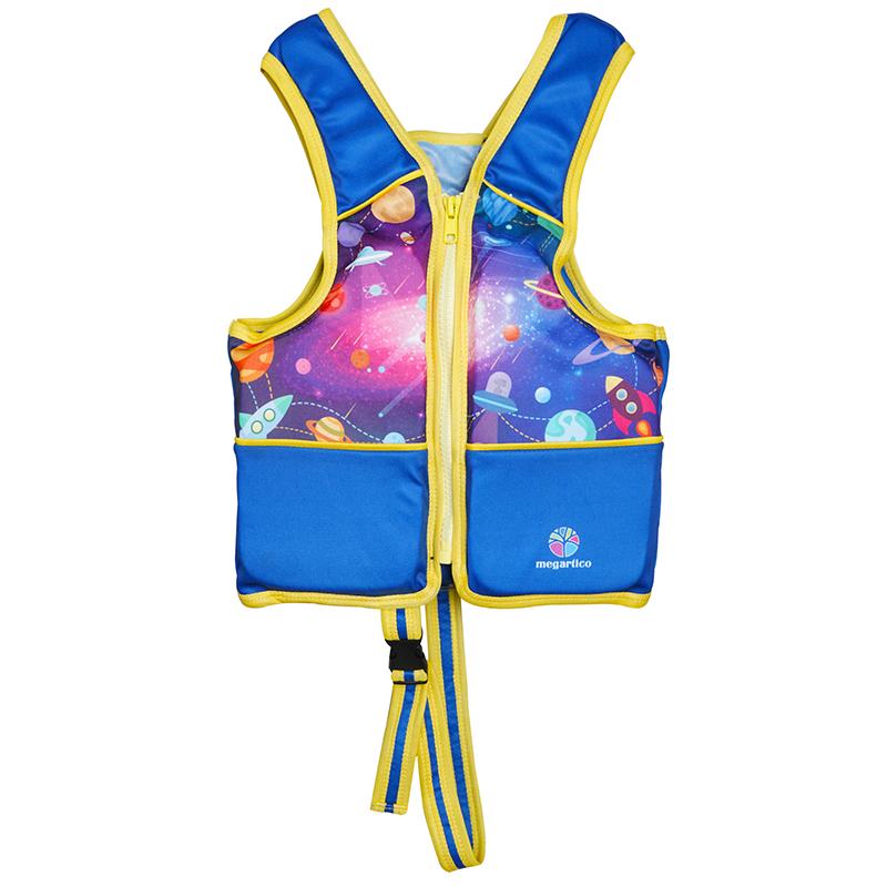 Summer Children Sleeveless Zipper Swim Life Jackets Kids Boys Girls Adjustable Life Vests Cartoon Balanced Flotation Swimsuit