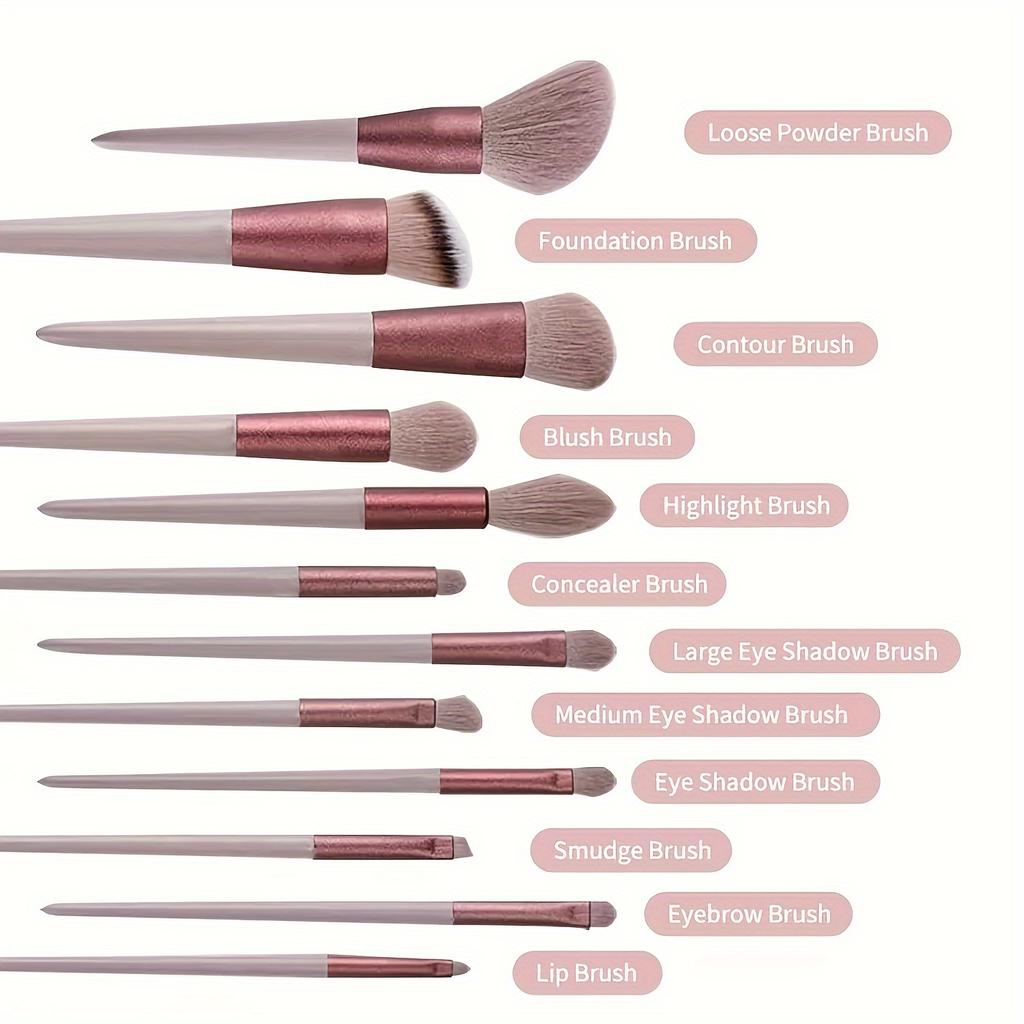 13-Piece Pro Soft Fluffy Makeup Brush Set Premium Cosmetic Eyeshadow Blending Brushes Kit for Women ABS Plastic Rod and Gentle Polyester Bristles