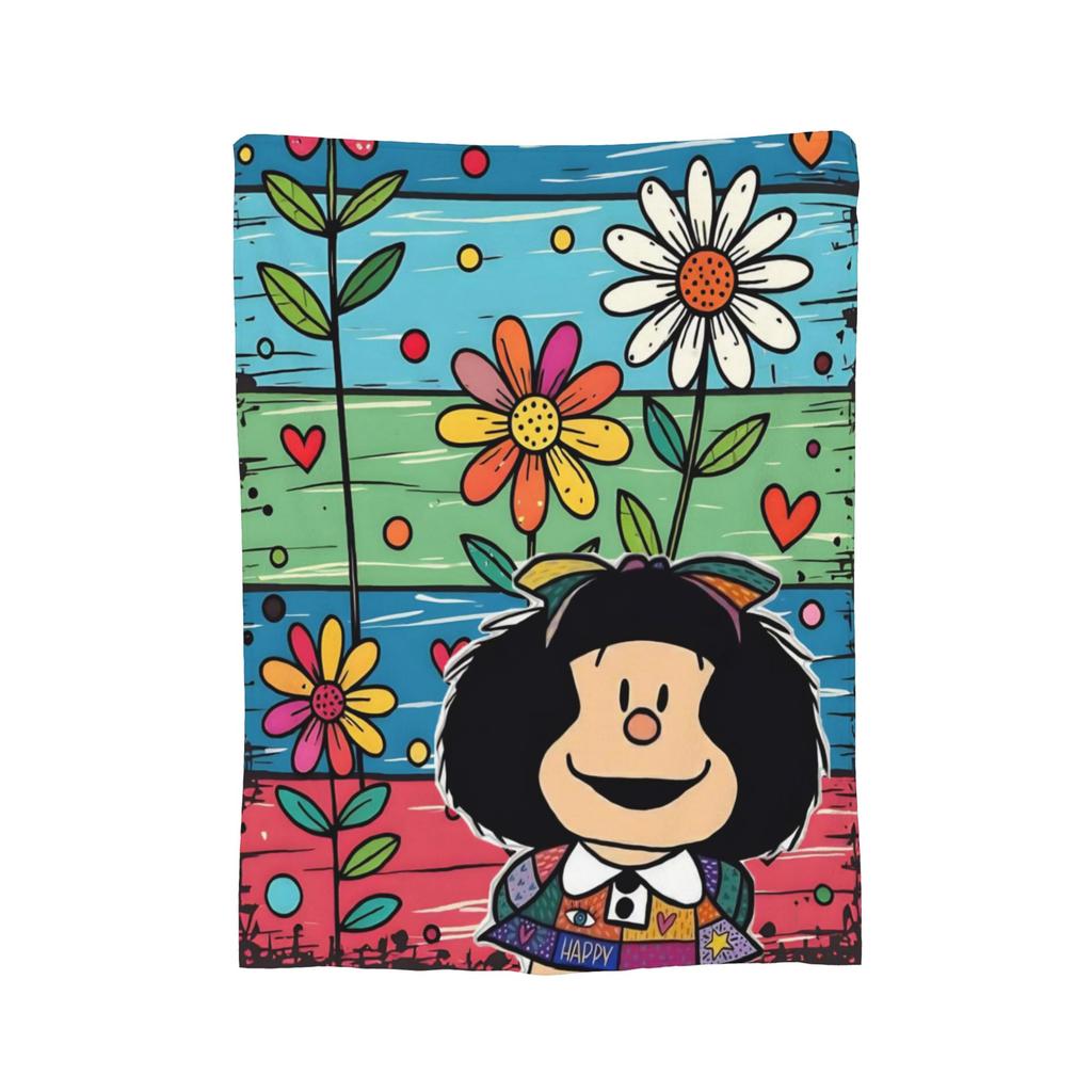 Mafaldas Love Smile Flannel Blankets Funny Throw Blanket for Home cm Plush Thin Quilt