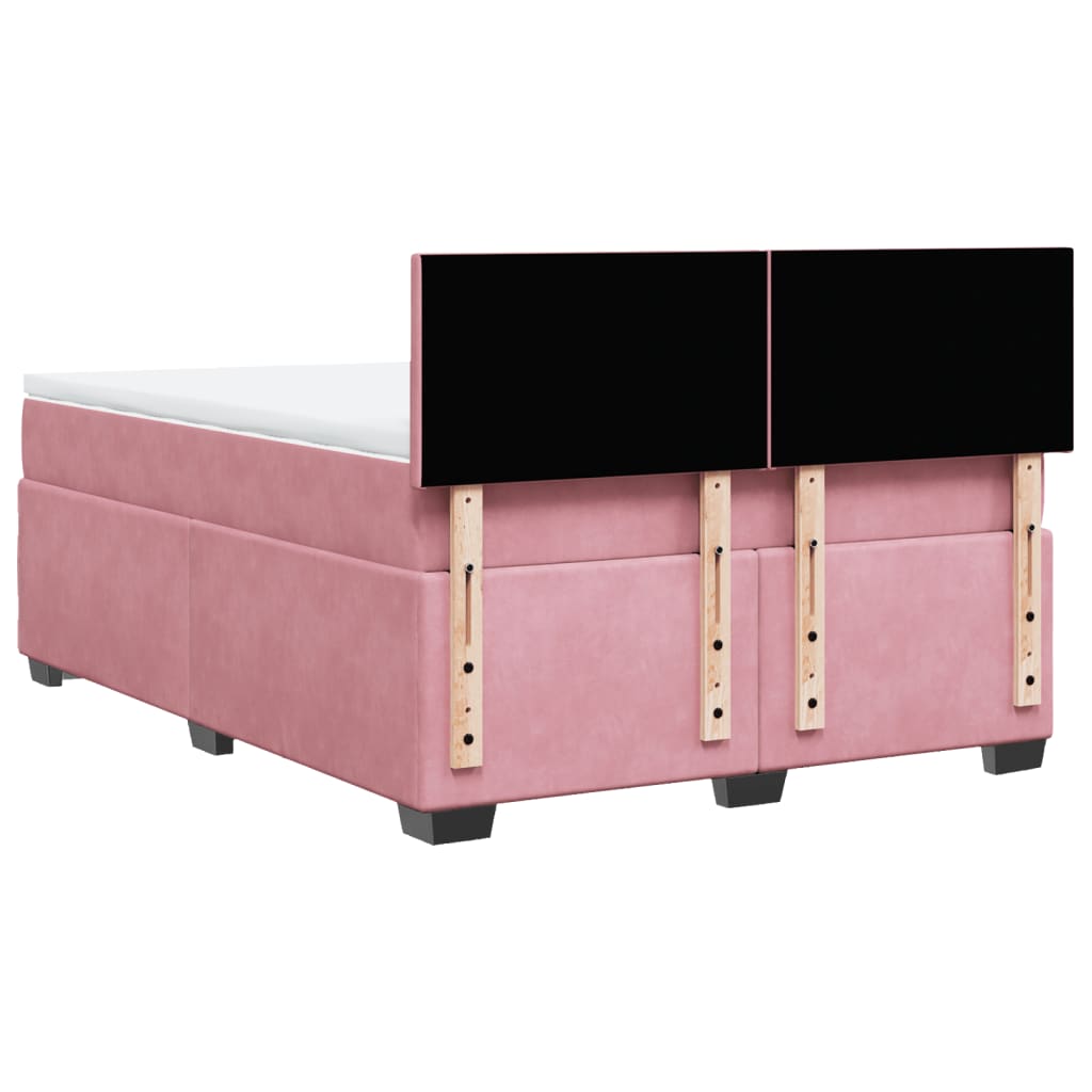 Box Spring Bed with Mattress Pink 140 x 200 cm Velvet