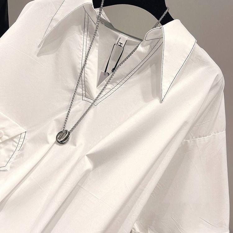 Нестандартные белые рубашки для женщин, летние свободные топы в корейском стиле с короткими рукавами