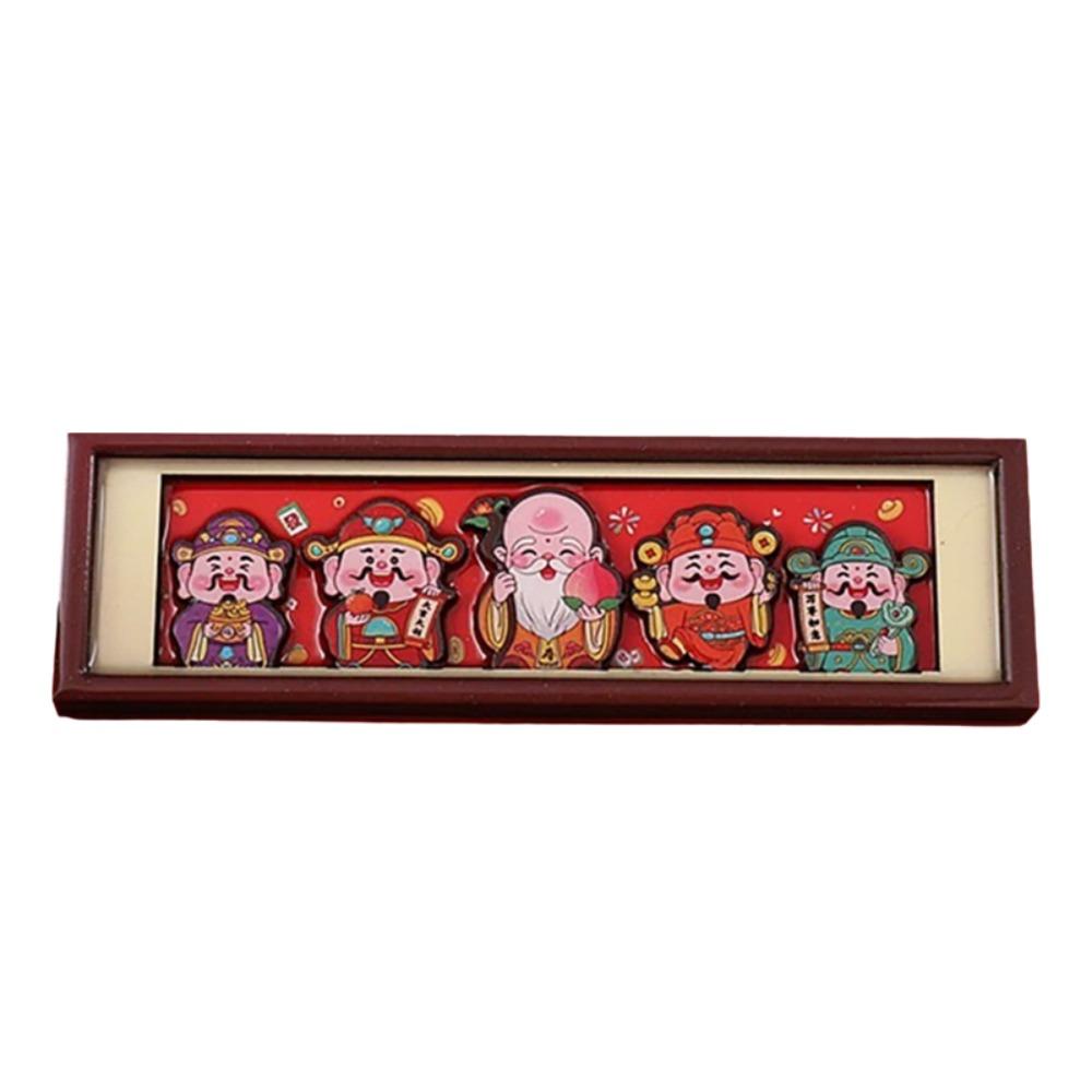 Китайский стиль Бог Богатства Магнитный для Холодильника Традиционные Благословения Фоторамка Магнит на Холодильник Прямоугольный 3D