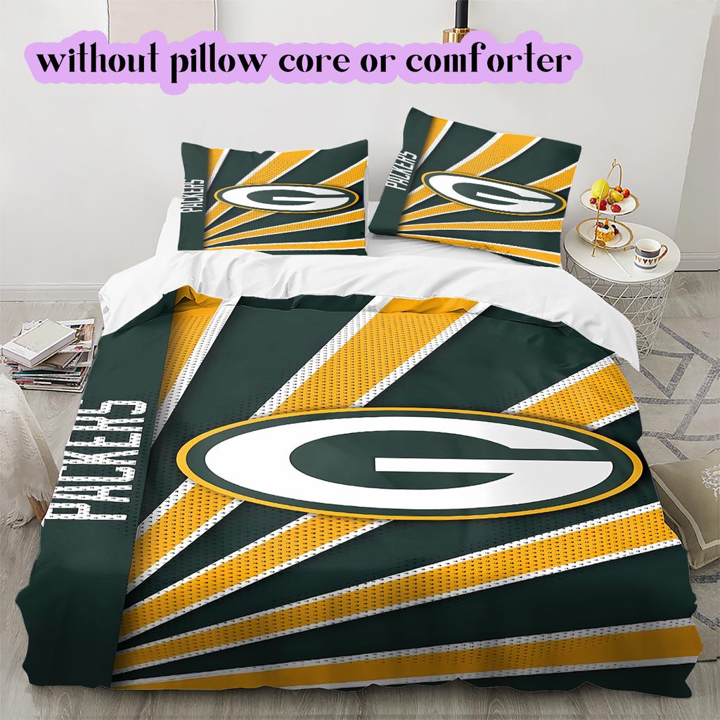 football Logo Pattern Bedding Quilt Set Quilt Cover Pillowcase Home Decoration Birthday Gift (1*duvet cover+ 2*pillowcase, without core)