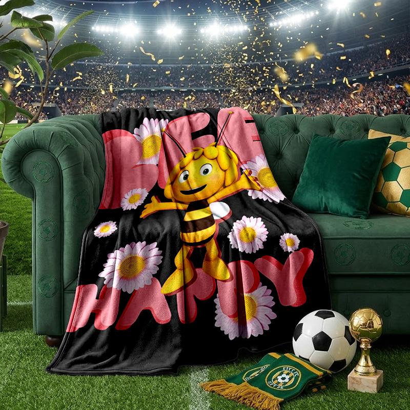 Bee Adventure Maya Throws Blanket Flannel Blankets Plush for Couch Bed Gifts for Men Women Travel picnic blanket Christmas fan gifts