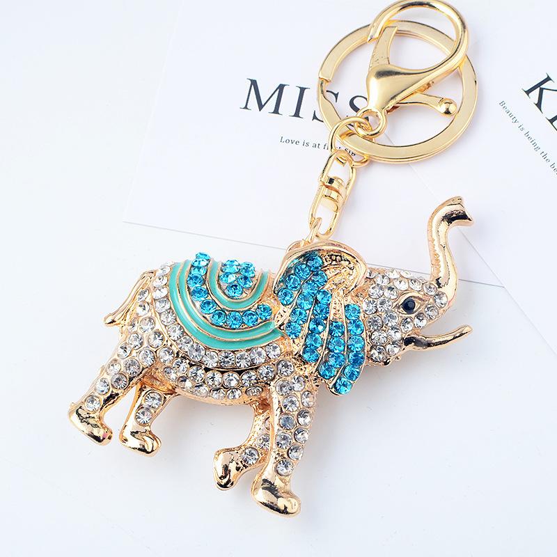 Cartoon diamond studded elephant keychain, Korean version, creative women's handbag keychain, elephant pendant
