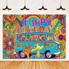 Colorful Hippie Bus Background Banner Bohemian Style Theme Backdrop Supplies Love And Peace Party Decorations Photography Props