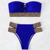 2Pcs/Set Popular Women Swimwear Off Shoulder Gathering Skin-touch Bandeau Bra High Waist Briefs Swimwear Water Activity Clothing