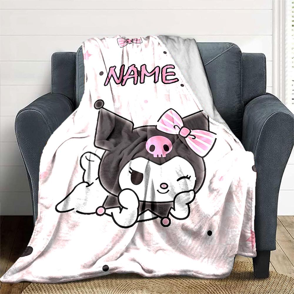 Customizable Kuromi8 Throw Blanket – Personalized Name, All-Season Cozy Snug Blanket, Machine Washable, Personalized Blanket