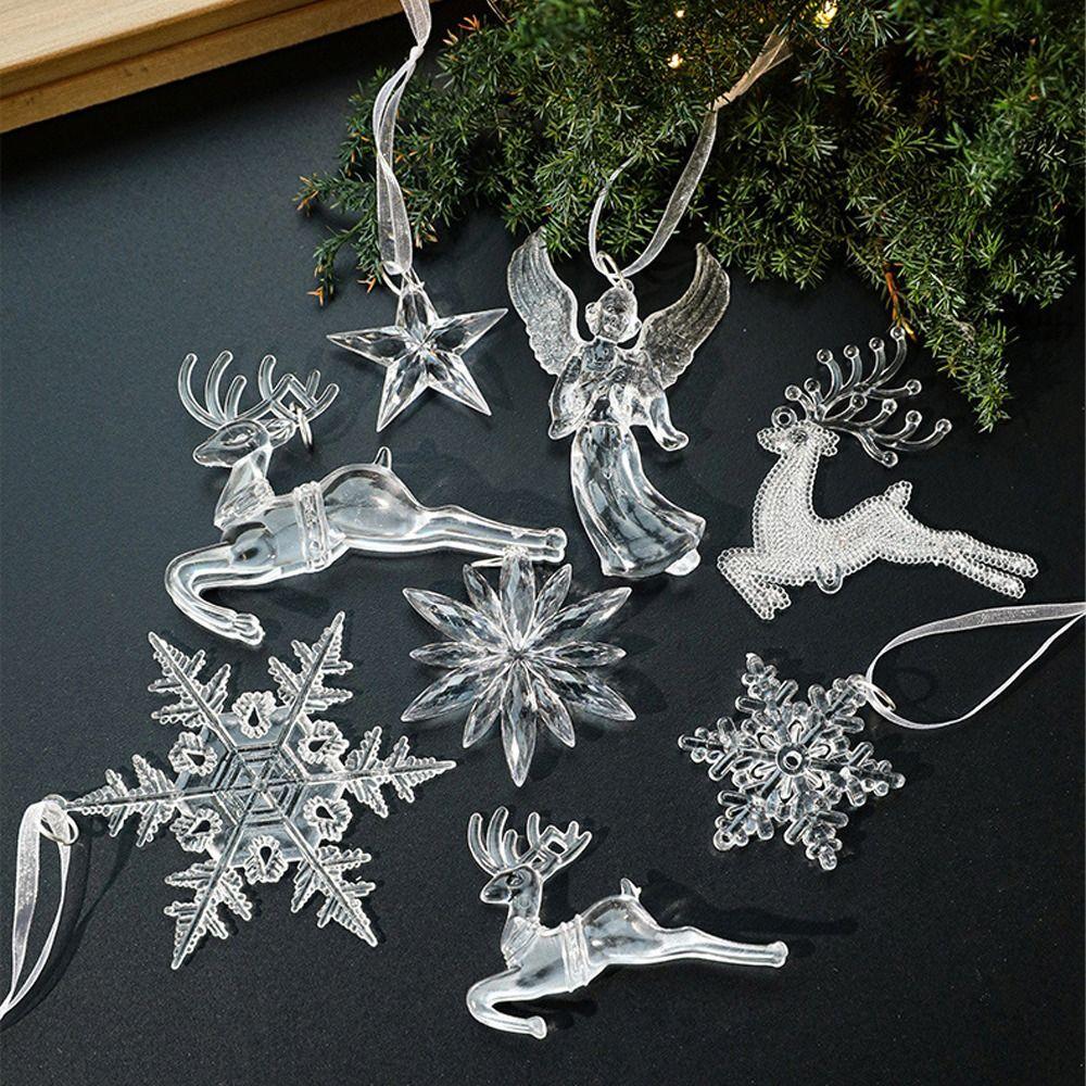 DIY Transparent Icicle Ornaments Acrylic Xmas Tree Ornaments Merry Christmas Decor