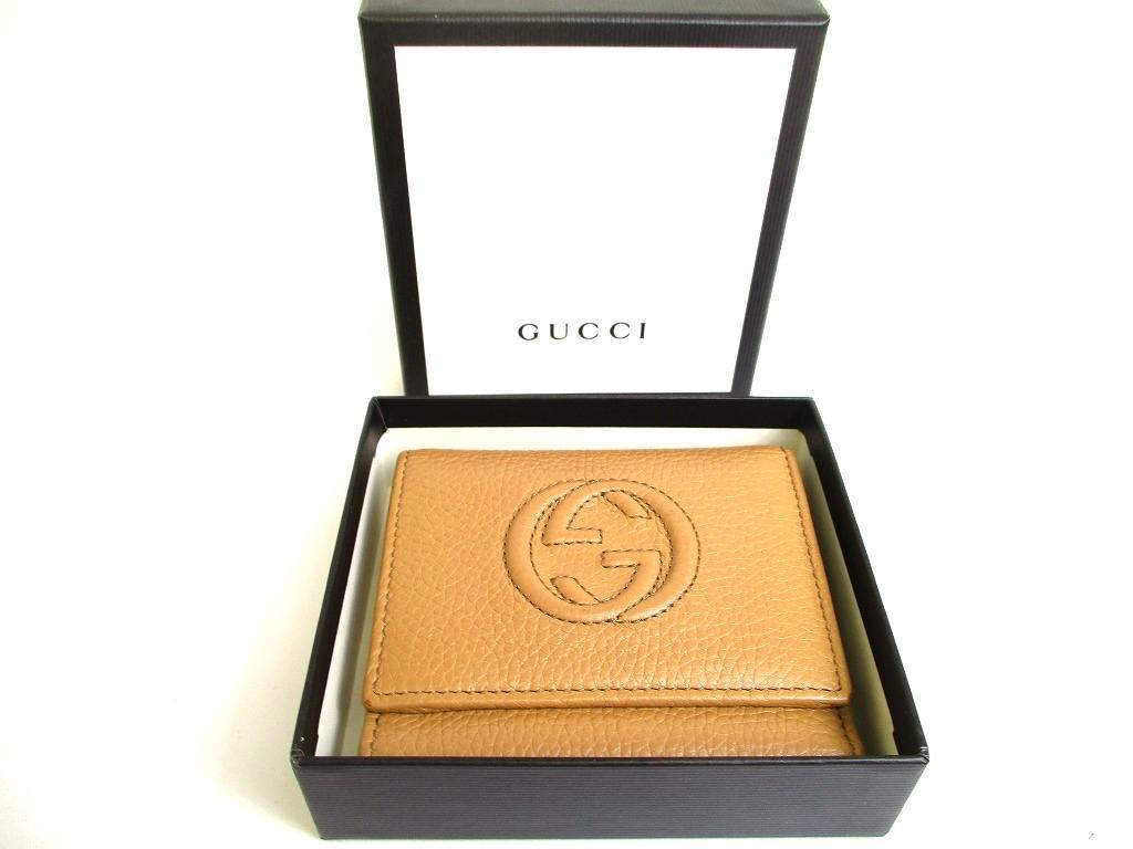 Оригинальный кошелек-портмоне GUCCI Soho с interlocking G, бежевая кожа, трехскладной #b102 Открытая коробка