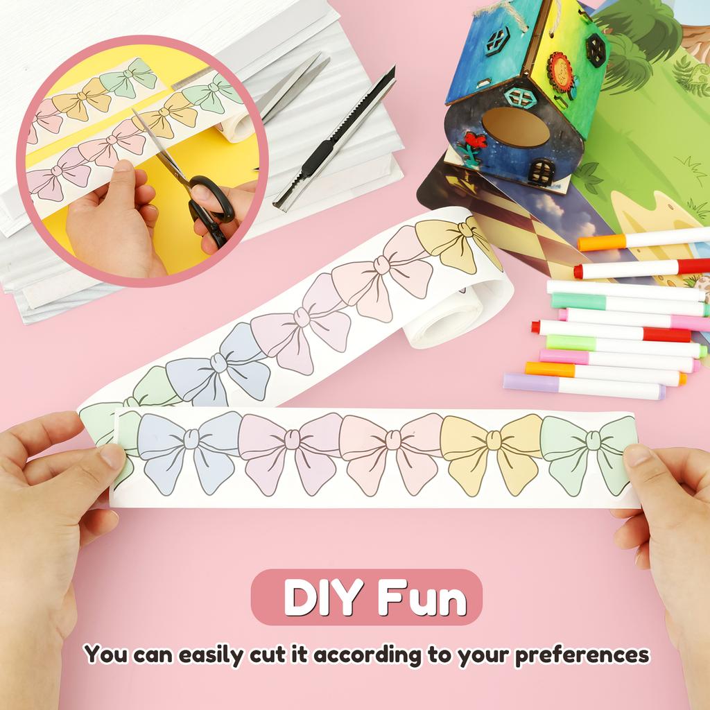 10M Bow Bulletin Board Border Decorative Bulletin Board Trim for Chalkboard Wall Office Classroom Home Window Party Decoration