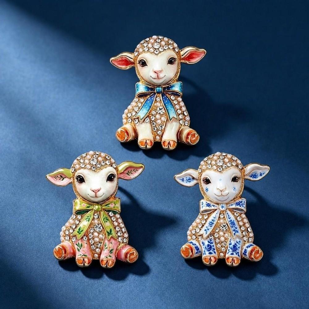 Sheep Shape Lapel Pin Bowknot Decor Pin Fashion Metal Pin Gift