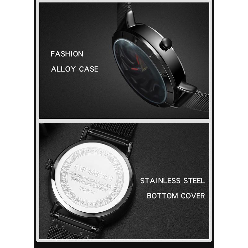 Сеть новых продуктов с кварцевыми часами Модные трендовые часы Простые креативные кварцевые мужские часы с полым автомобилем на колесиках