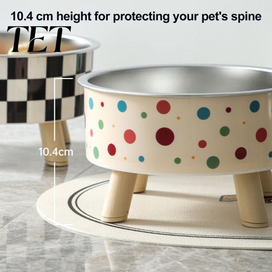 Non Slip Cat Feeding Station Elevated Bowl, Removable Stainless Steel Inner Slow Feeder Food Bowl with Non-slip Stand for Cats Small Dogs Neck