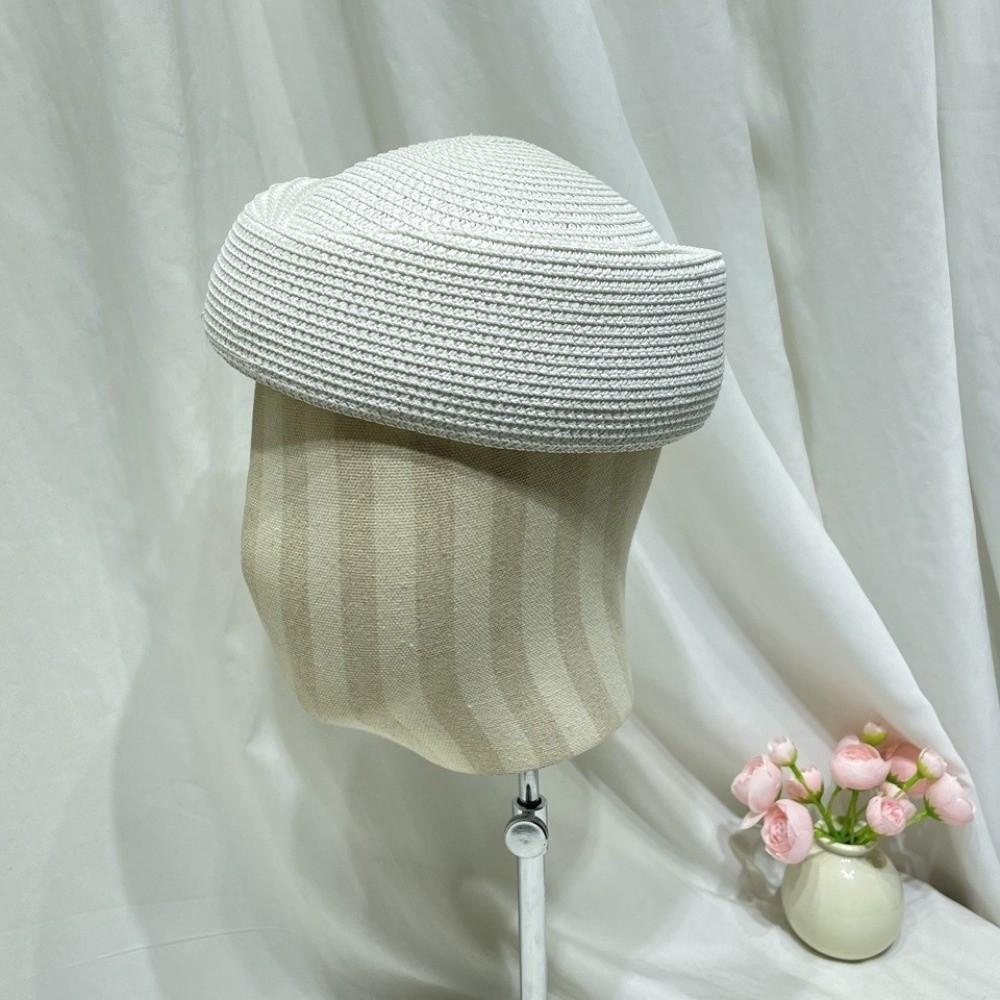 Teardrop Flight Attendant Hat Classic Vintage Sun Hat Women Straw Beret Hat  Wedding Party