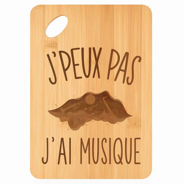Planche à découper / Plateau apéro - PLANETEE - J'peux pas (gravé) - Bambou - 30x20x1 cm - Motif Musique