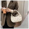 Women's Pleated Cloud PU Leather Shoulder Bag  Solid Color Shoulder Bags  French  Leisure Armpit Bag