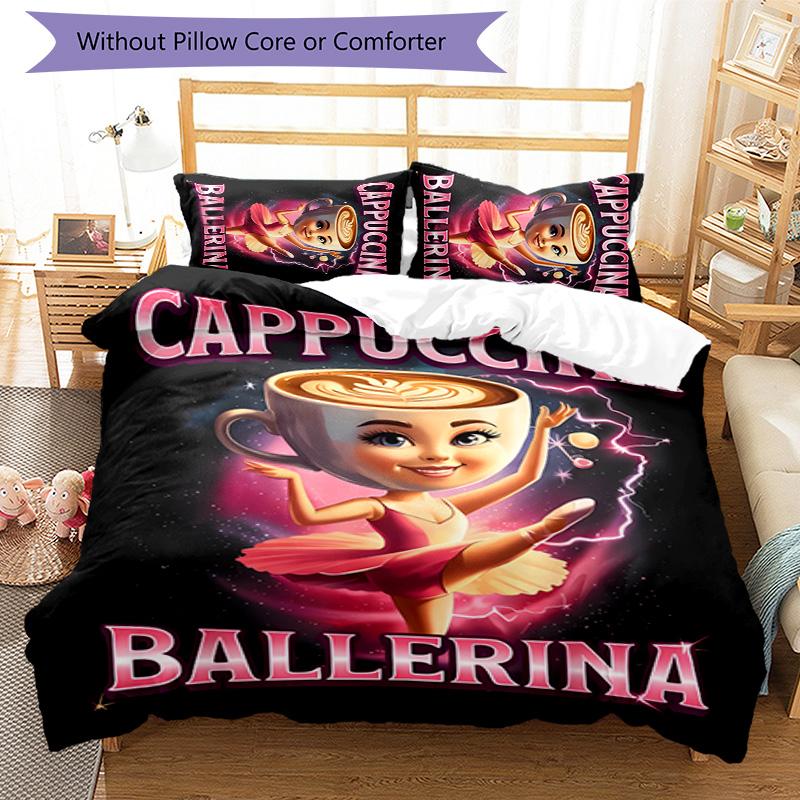 3pcs Italian Brainrot characters6 pattern bedding set duvet cover set includes duvet cover &pillowcases, perfect all season bedroom decoration & gift