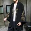 Модный костюм с вышивкой Hanfu, мужской халат в китайском стиле, куртка-кардиган, кимоно большого размера, древнее пальто, мужское