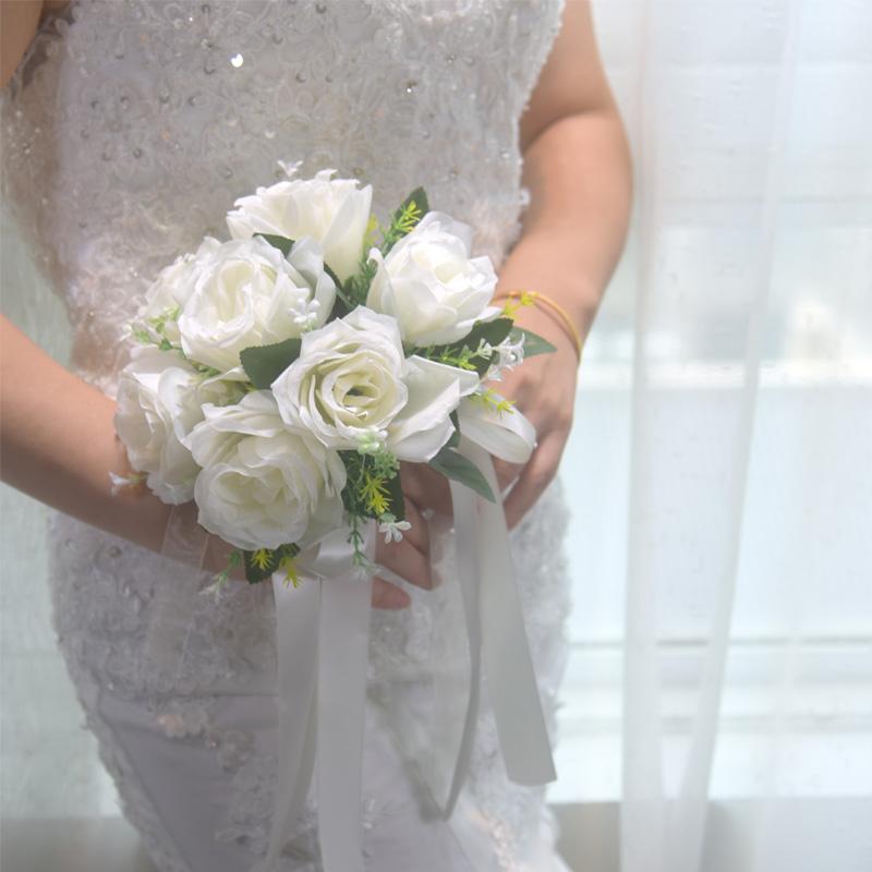 1 шт. Букет Компактный Свадебный Прочный Подружка невесты Готовый к церемонии букет Реалистичный Искусственный Маленький Маленького размера Миниатюрный 23x20см