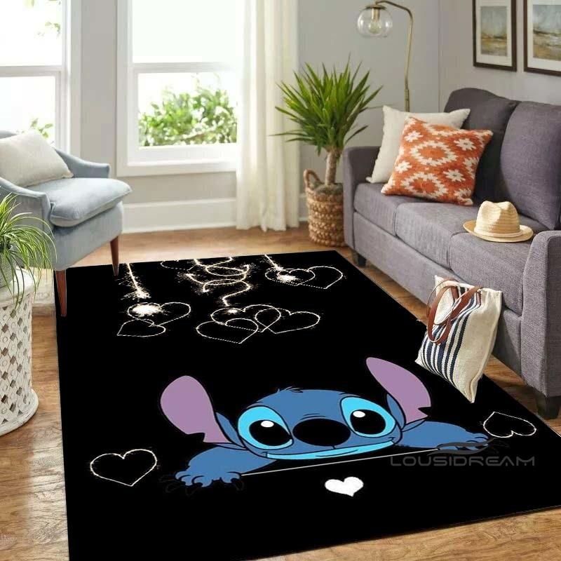 Personalized name-customized rug, "Stitch" print, suitable for living rooms, bedrooms, large-sized soft rug, home décor, sofa