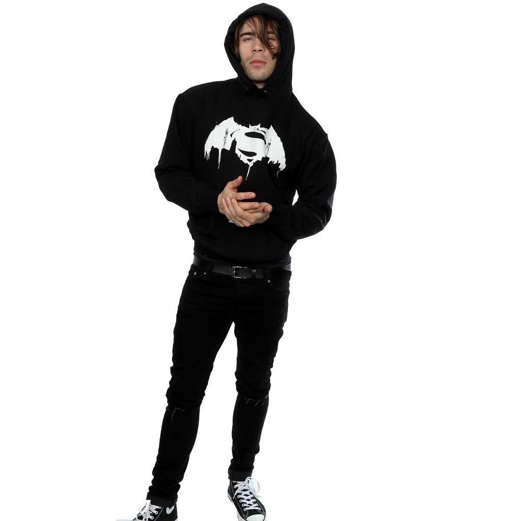 DC Comics Mens Batman v Superman Beaten Logo Hoodie