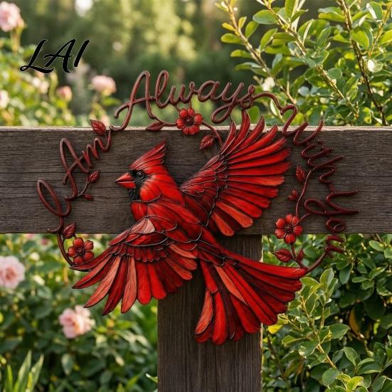 Bird Shape Wall Decoration Metal Red Decoration Hollow Art Sculpture Sign Hanging Ornament for Living Room Home Office
