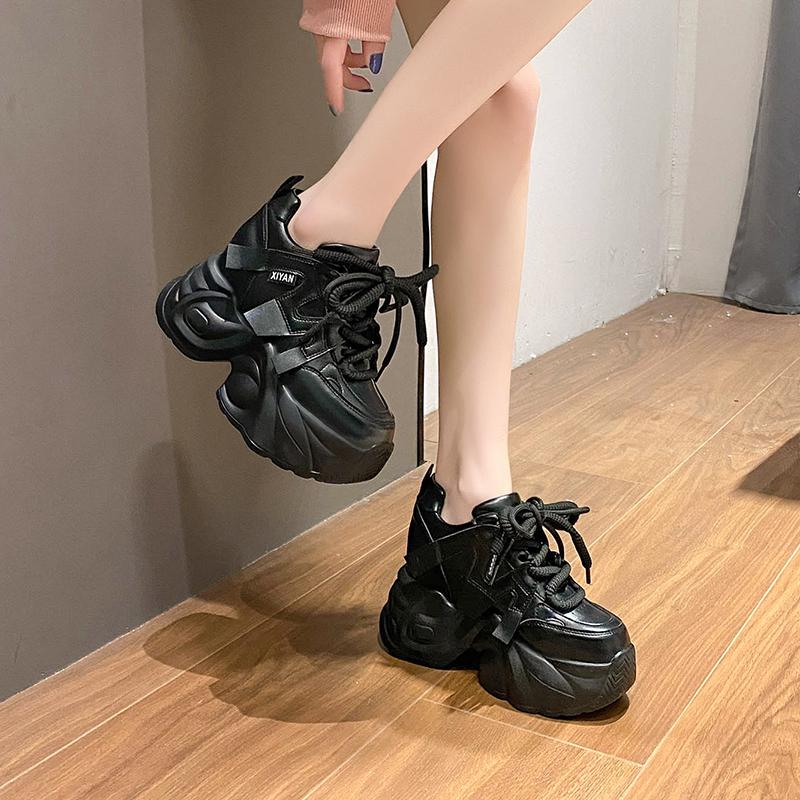 Heightening Daddy Shoes for Women  Autumn and Winter Thick-soled Sneakers for Small People Versatile Non-slip Casual Shoes