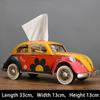 Retro Beetle Car Bus Shaped Iron Art Tissue Box Vintage Metal Paper Napkin Holder for Home Office Desktop Decor