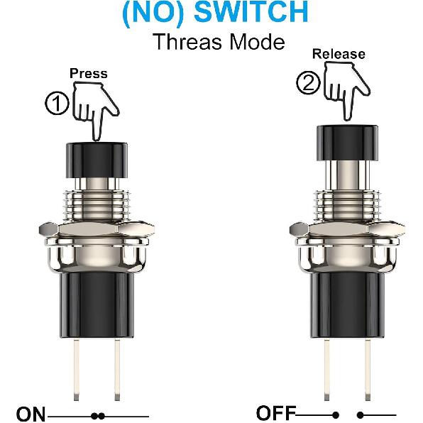 20pcs Momentary Push Button Switch 1A 250VAC SPST Mini Pushbutton Switches Normally Open(NO) Black Red Cap Switches Seat 3