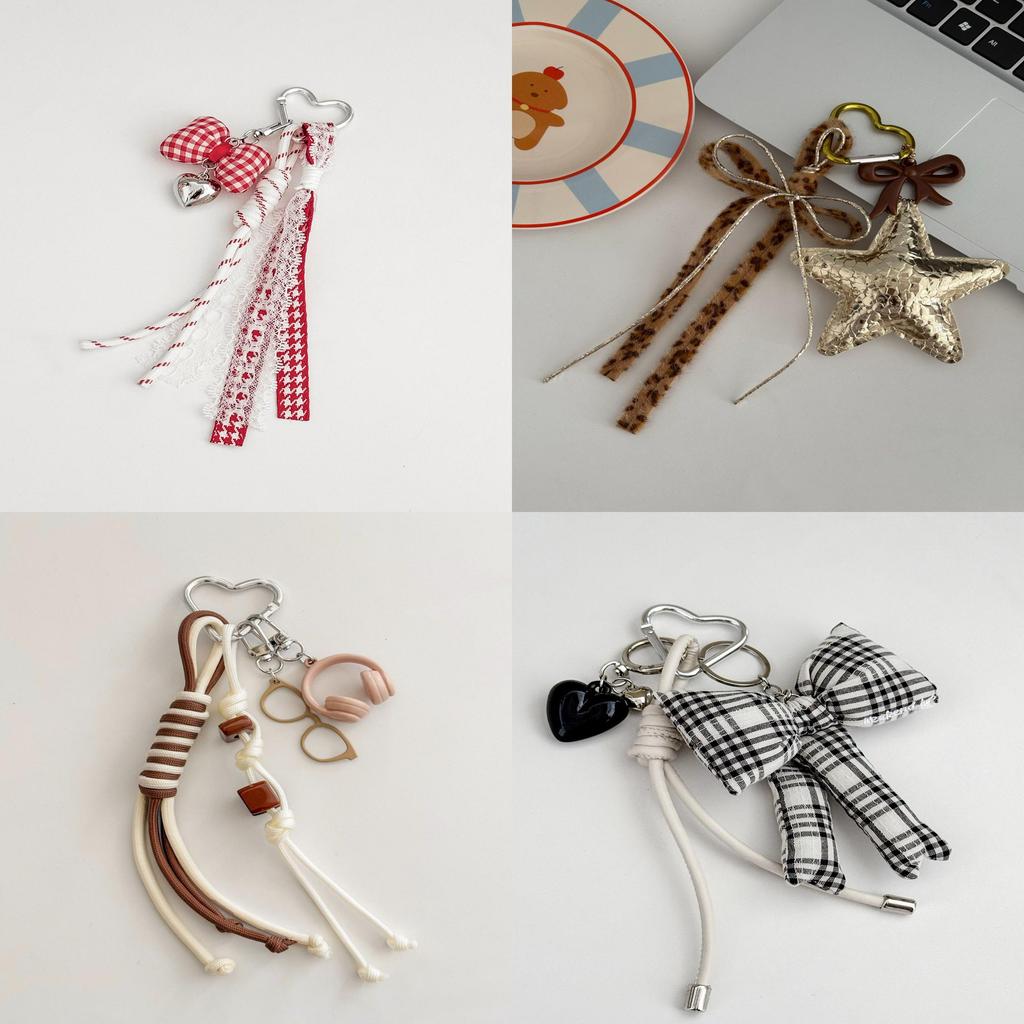 Gold Star Beaded Keychain For Bags And Mobile Phones Korean Style Accessories