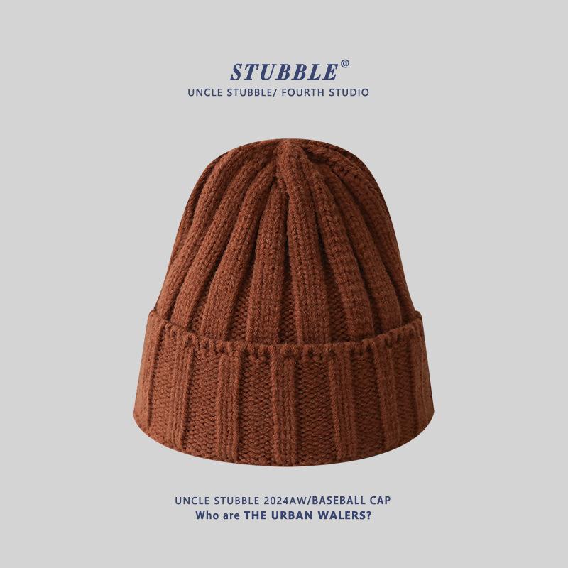 Solid Color Light Version Knitted Hat for Men and Women Korean Style Versatile Big Head Circumference Showing Face Small Woolen Hat Conical Top Hat