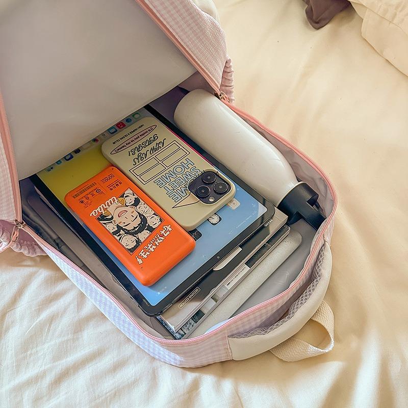 Новый рюкзак в стиле колледжа высокой ценности, свежий и милый клетчатый рюкзак, рюкзак большой вместимости для учеников средней школы