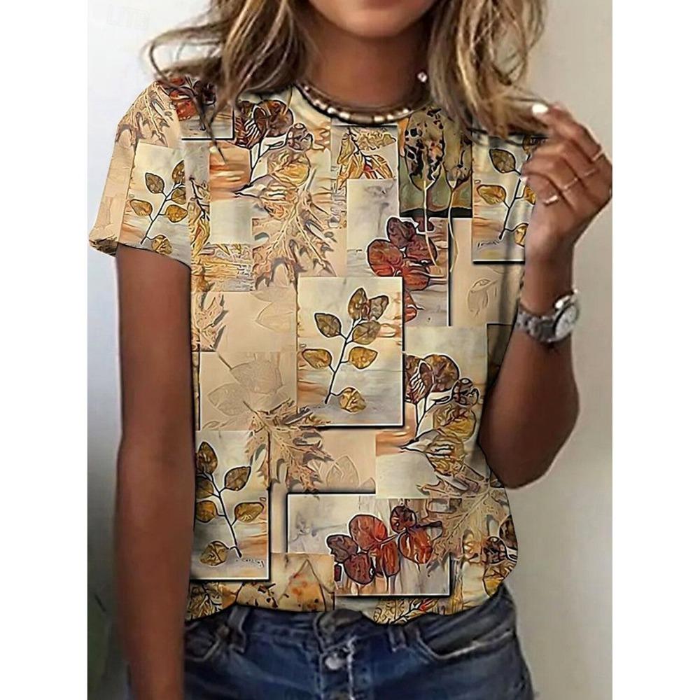 Женские футболки с красивыми цветами, футболки с короткими рукавами, топы с 3D-принтом, рубашки с круглым вырезом, женская повседневная летняя одежда