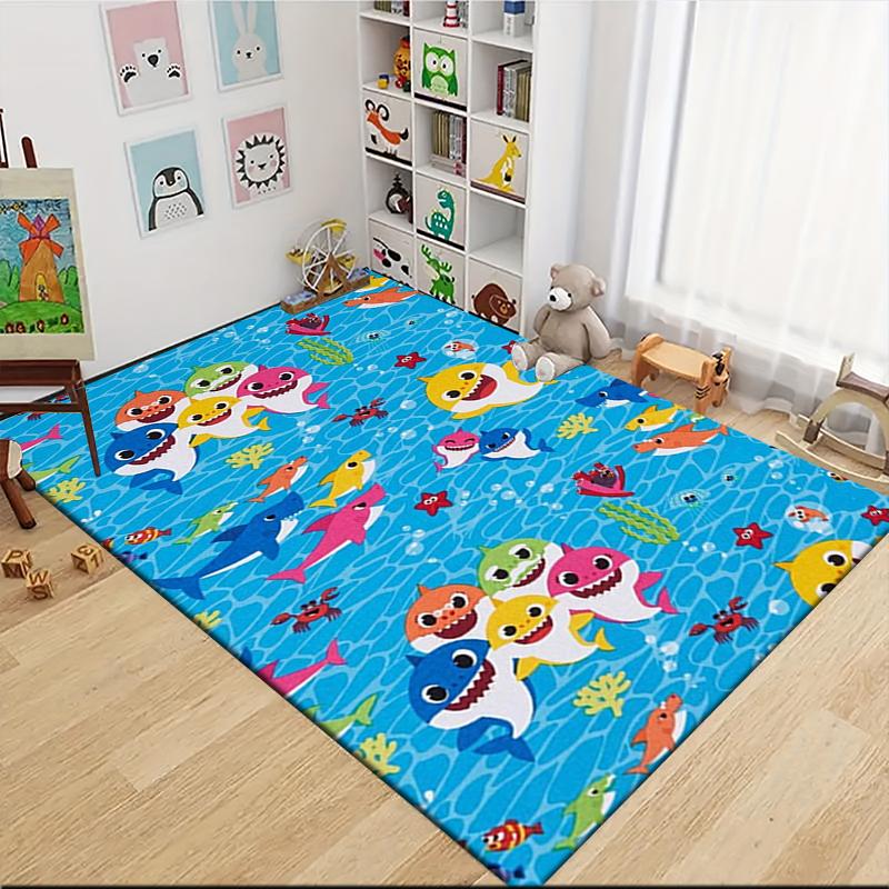 1Pc Baby Shark Family Adventure Carpet Rug Customizable Soft Washable Antislip Home Living Room Sofa Mats Personalized Rug 0917306