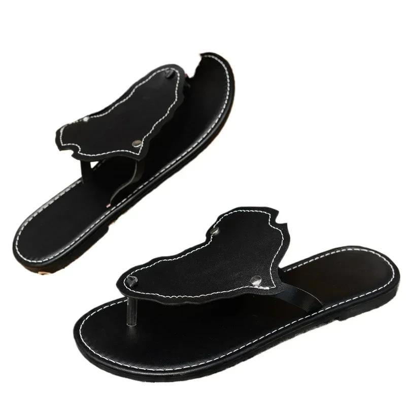 2024 Новая летняя женская обувь Высококачественные модные женские тапочки Однотонные шлепанцы с мыском большого размера Женская пляжная обувь