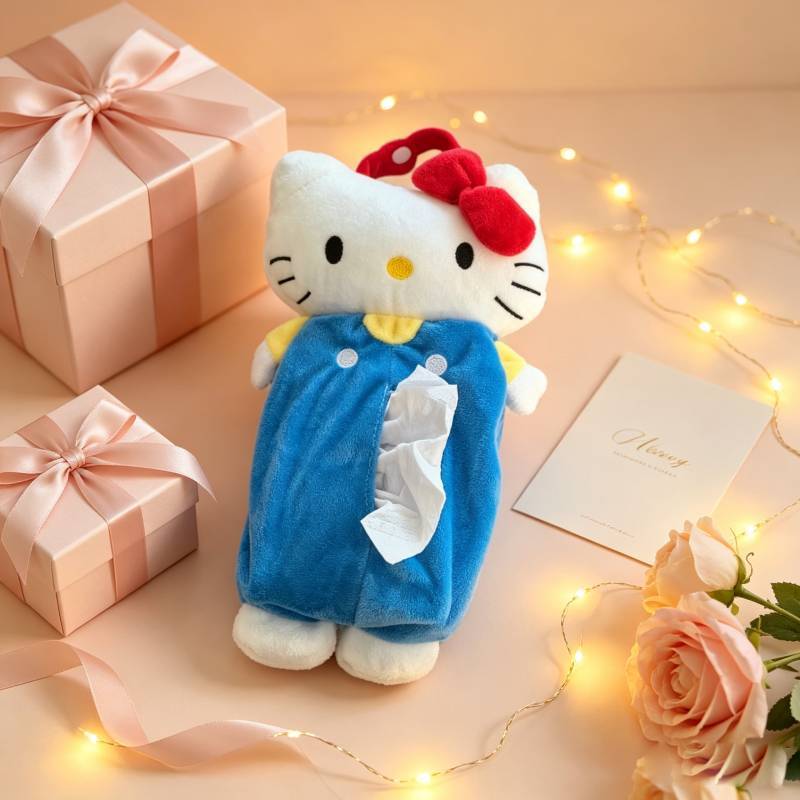 Плюшевая салфетница Hello Kitty с мягким коротким ворсом для дома и автомобиля