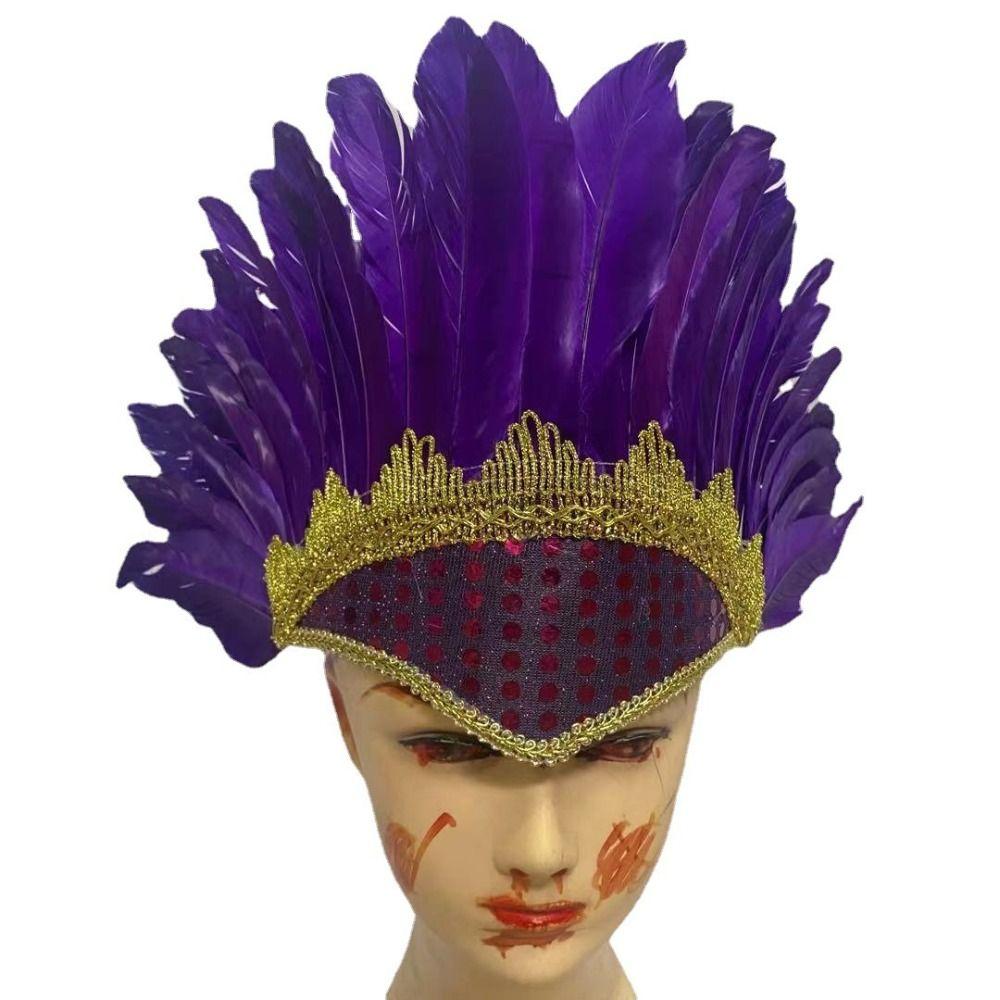 Adjustable Chief Headdress Hair Band Carnival Costume Headwear Feather Headdress Halloween