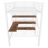 Loft bed, 90*200cm, without mattress, bed with desk, multiple shelves, railing, ladder, iron frame, white
