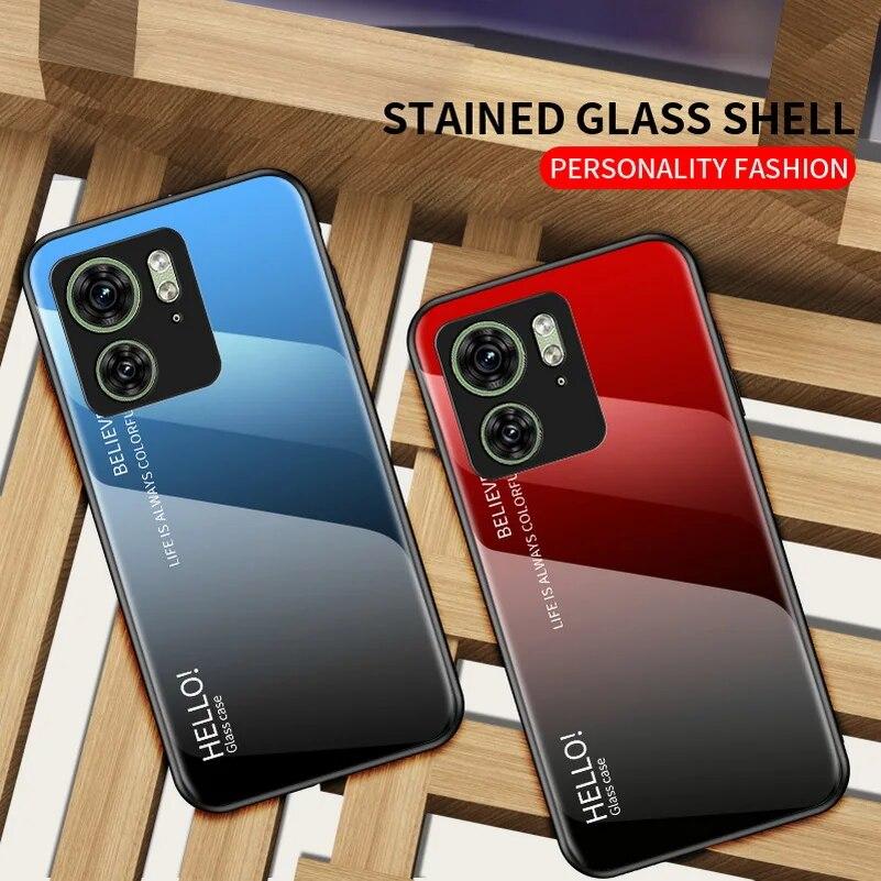 Чехол из закаленного стекла с градиентной росписью для MOTOROLA Moto Edge 40 Neo Edge 30 Ultra 20 Moto G7 Play G7 Power, защита объектива камеры, противоударная задняя крышка