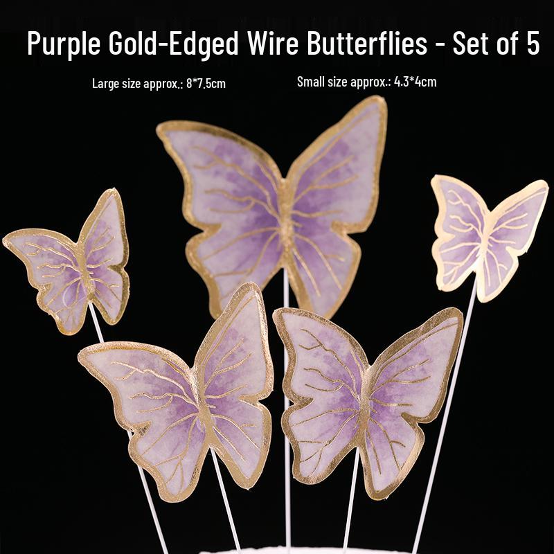 Топпер для торта «Бабочка с золотым краем»: Креативный розовый дизайн для дня рождения богини