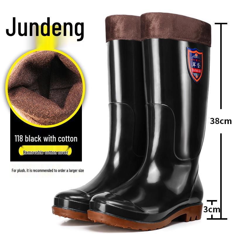 Мужские высокие резиновые дождевые ботинки песочного цвета, быстросохнущие - Водонепроницаемые, Нескользящие, Без сетки